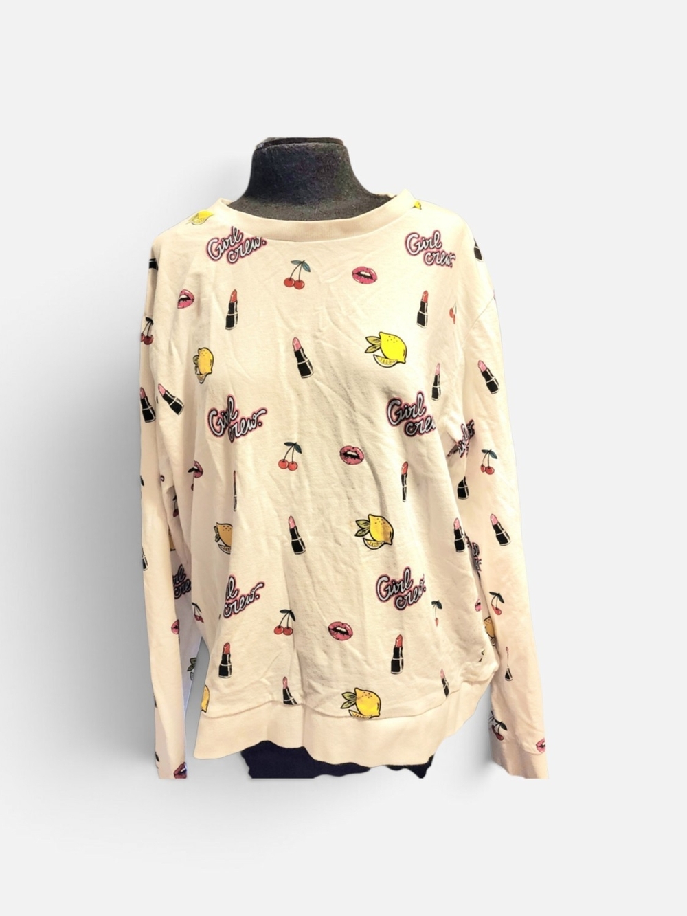 H&M Long Sleeve Sweatshirt with Lipstick & Fruit Print